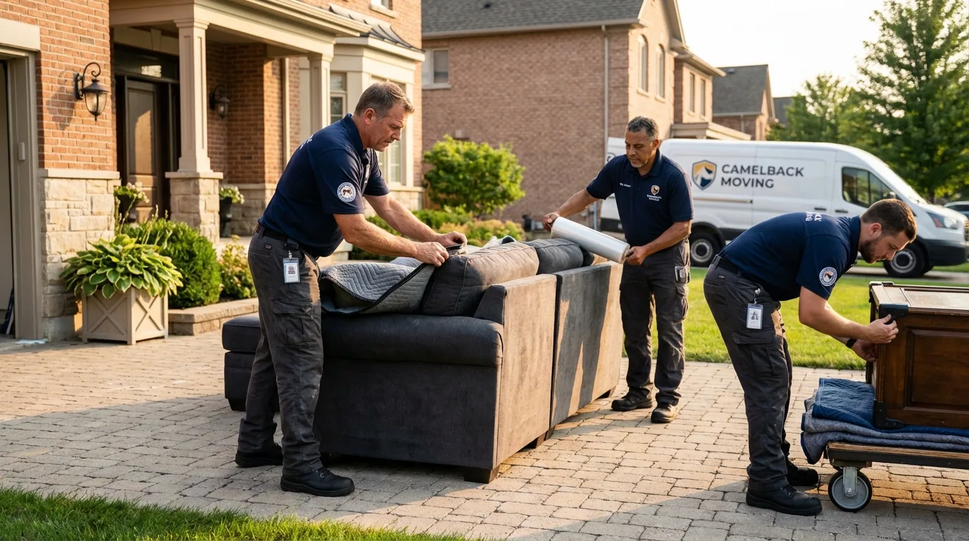 Large estate moving crew wrapping furniture in Schoharie, NY