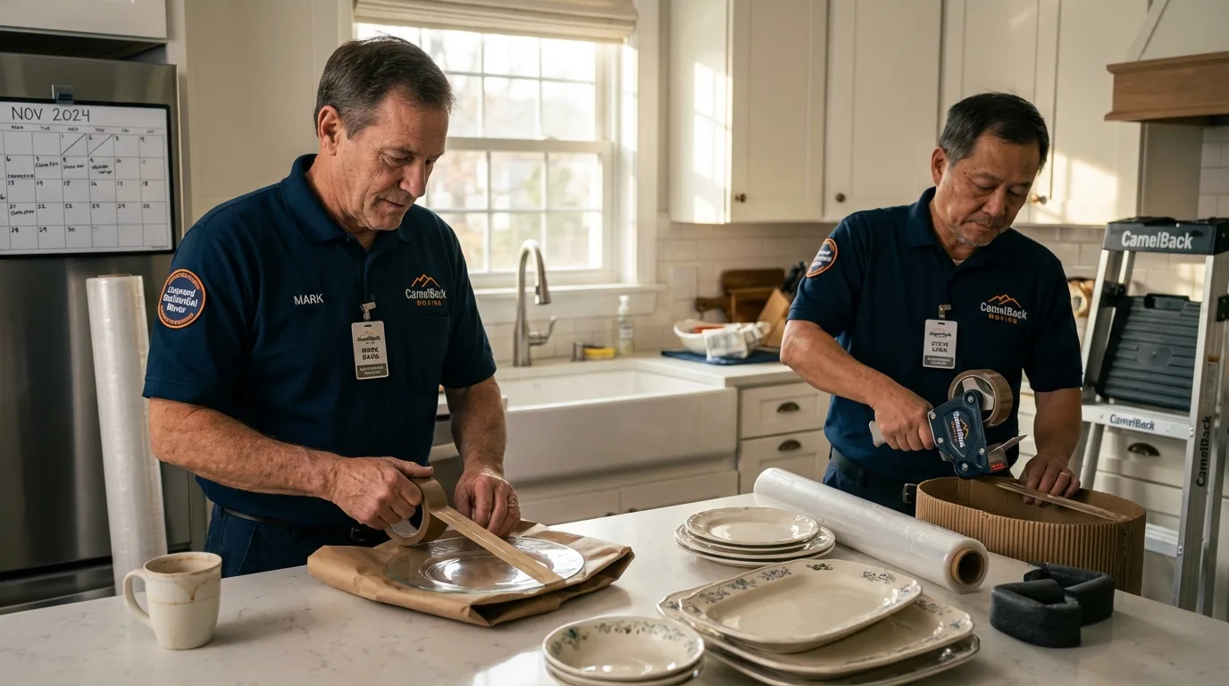 Professional crew packing kitchen dishware in Schoharie, NY